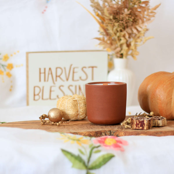 Autumn Harmony Stone Candle Jar